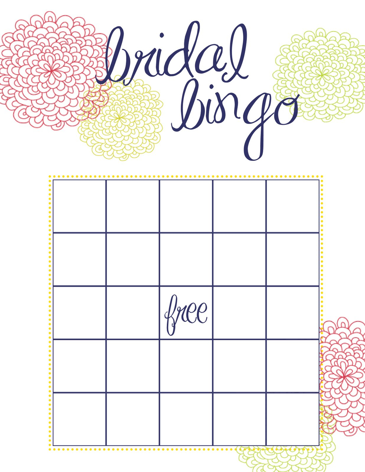 Free Printable Bridal Shower Bingo - Image Cabinets And Shower - Free Printable Bridal Shower Bingo