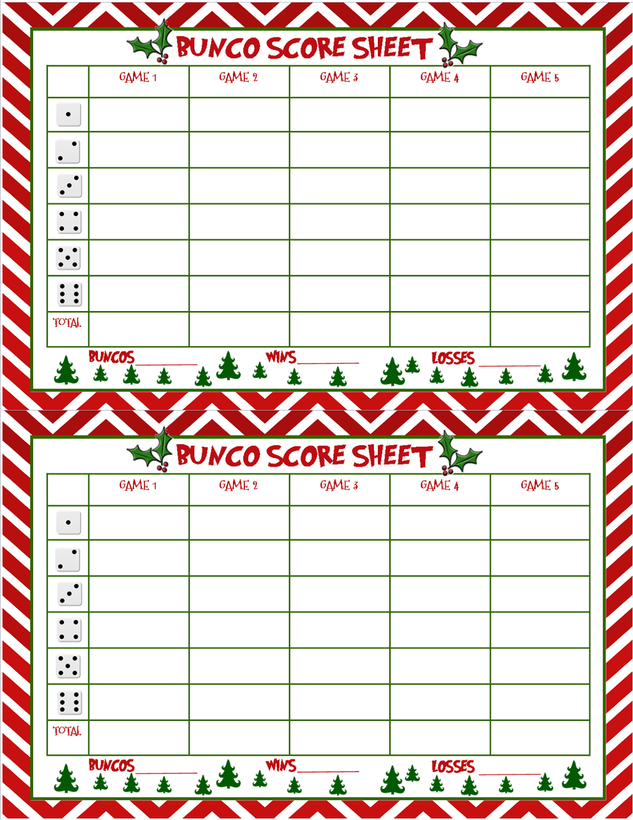 Free Printable Bunco Score Sheets Christmas – Festival Collections - Free Printable Bunco Game Sheets