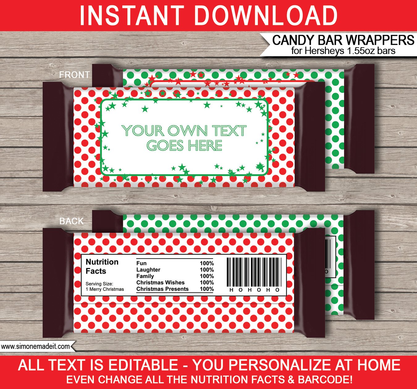 Free Printable Candy Bar Wrappers Templates Christmas – Festival - Free Printable Christmas Candy Bar Wrappers