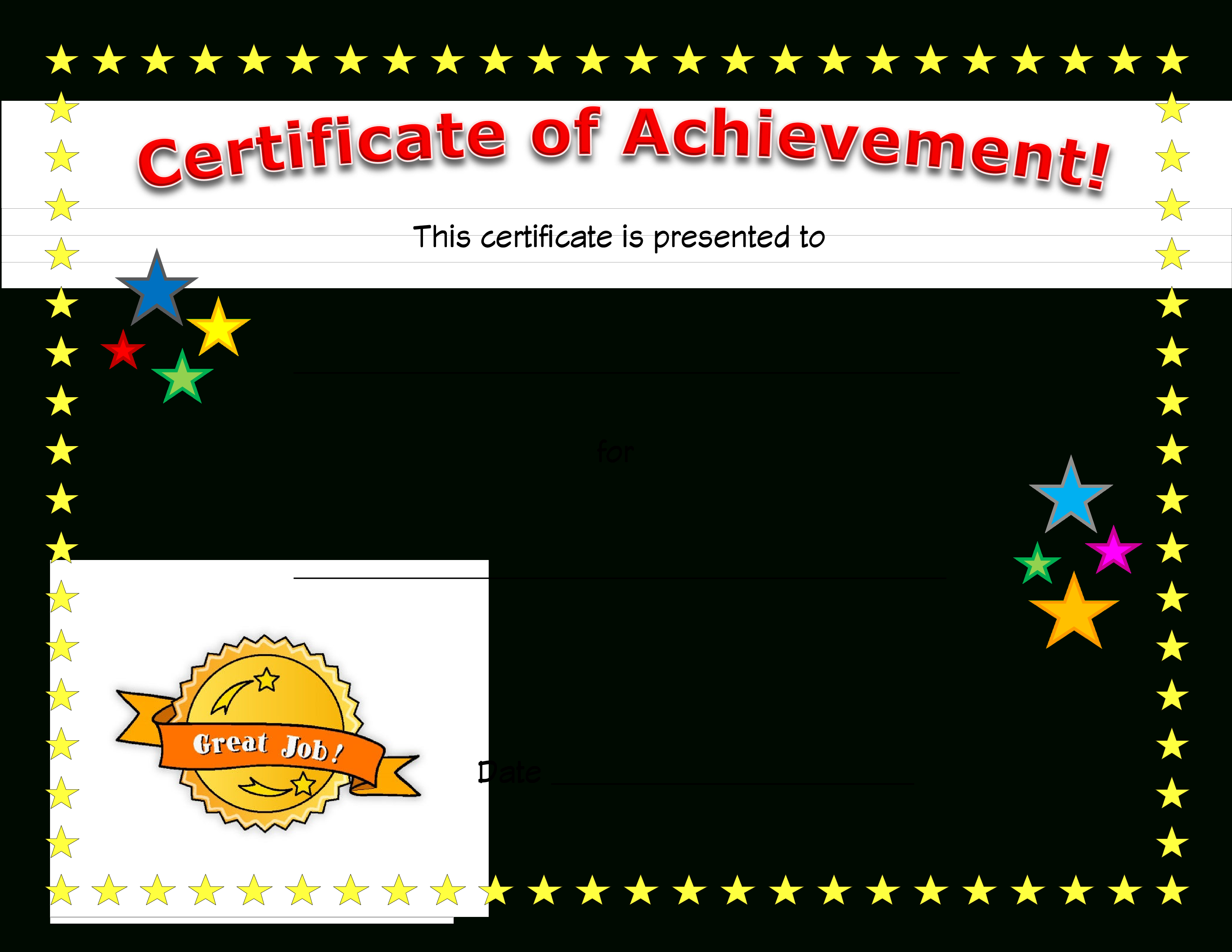 Free Printable Certificate Of Achievement Word Template Blank Letter - Free Printable Certificates Of Achievement