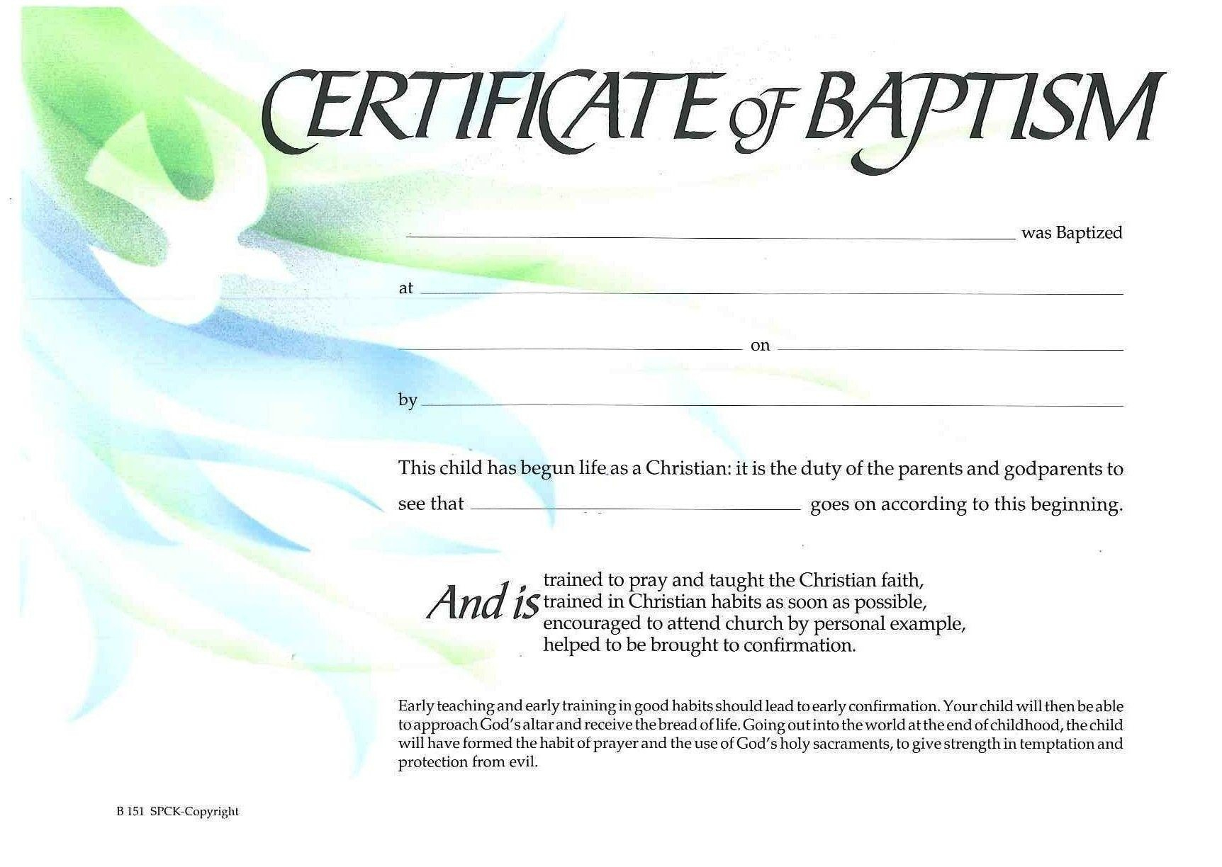 Free Printable Certificate Of Baptism | Certificate Of - Free Printable Baptism Certificate