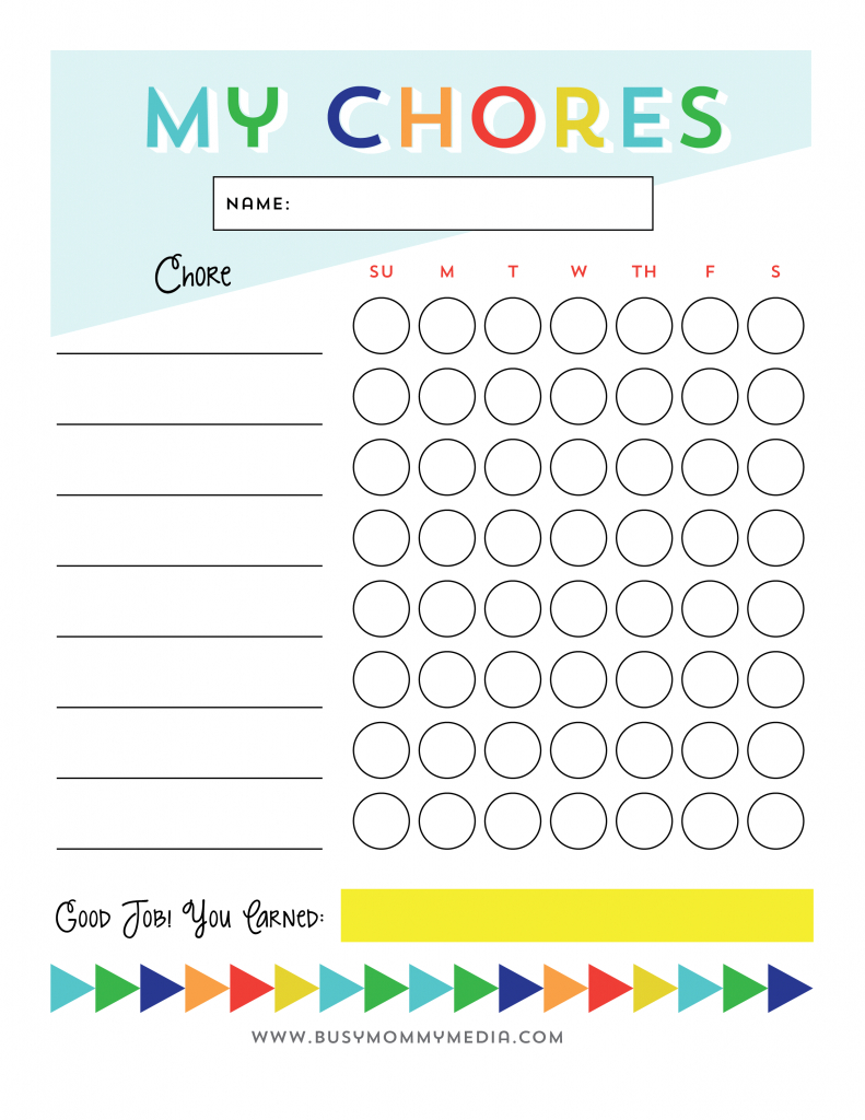 Free Printable - Chore Chart For Kids | Ogt Blogger Friends - Free Printable Chore Charts For Kids With Pictures