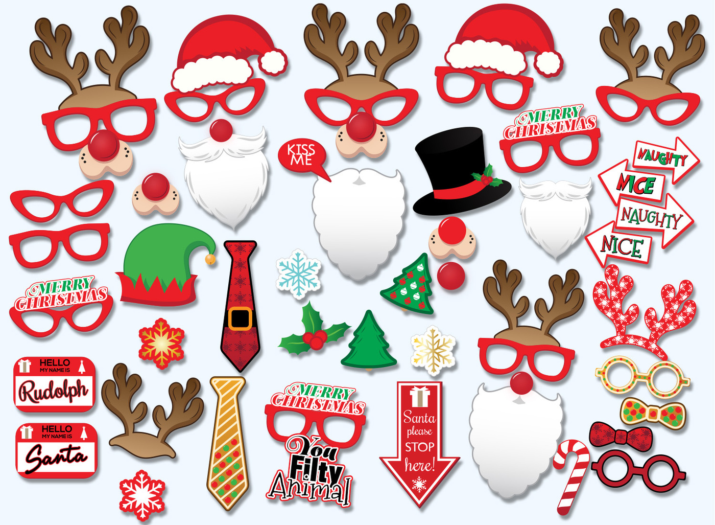 Free Printable Christmas Photo Booth Props – Festival Collections - Free Printable Christmas Props