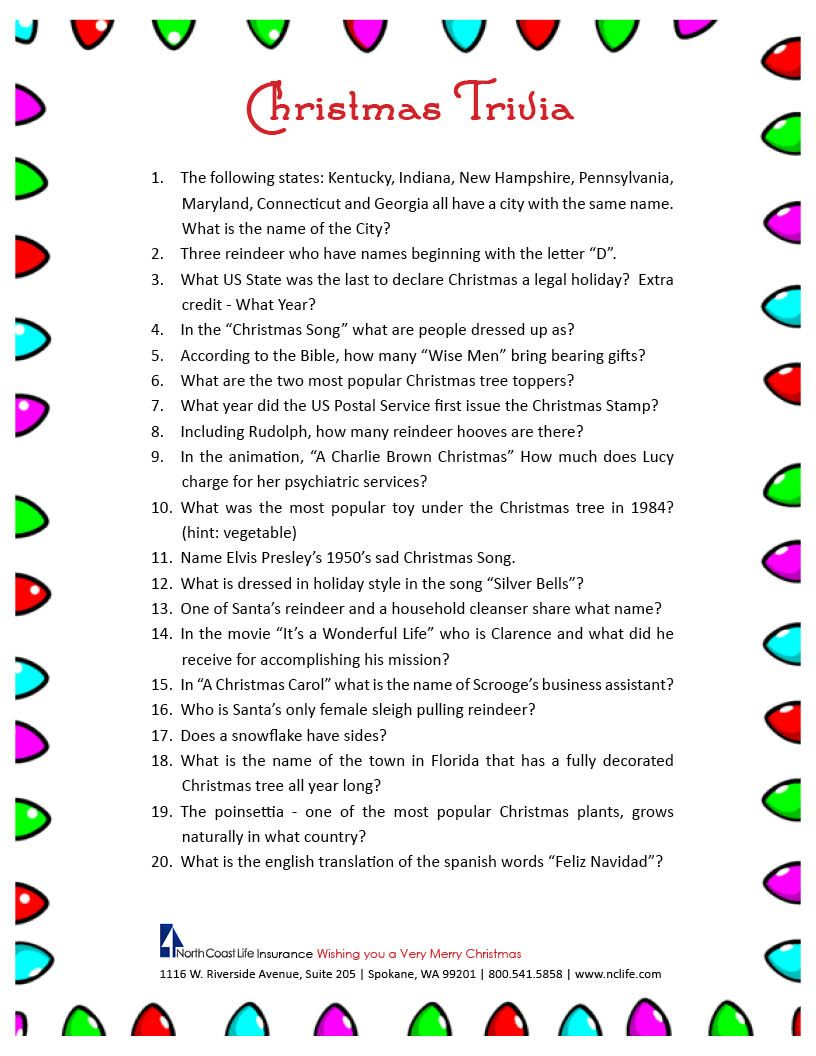 Free Printable Christmas Trivia Questions | Party Ideas | Pinterest - Free Printable Christmas Trivia Quiz