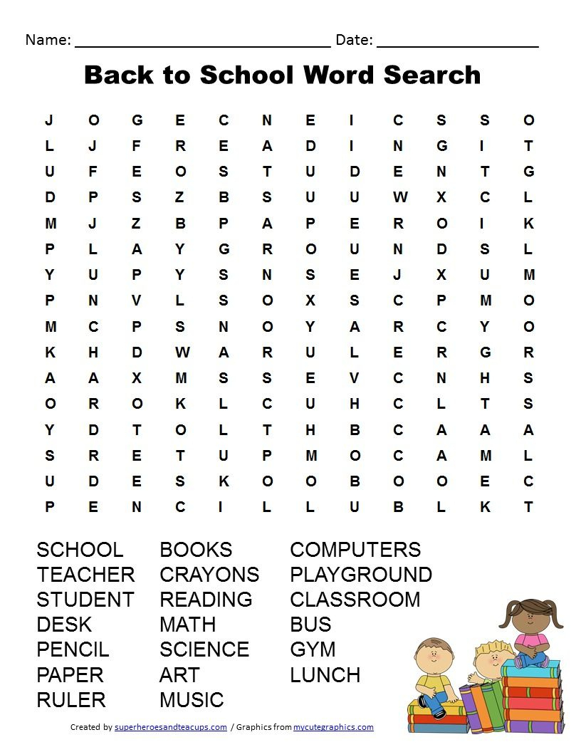 Middle School Word Search Printable