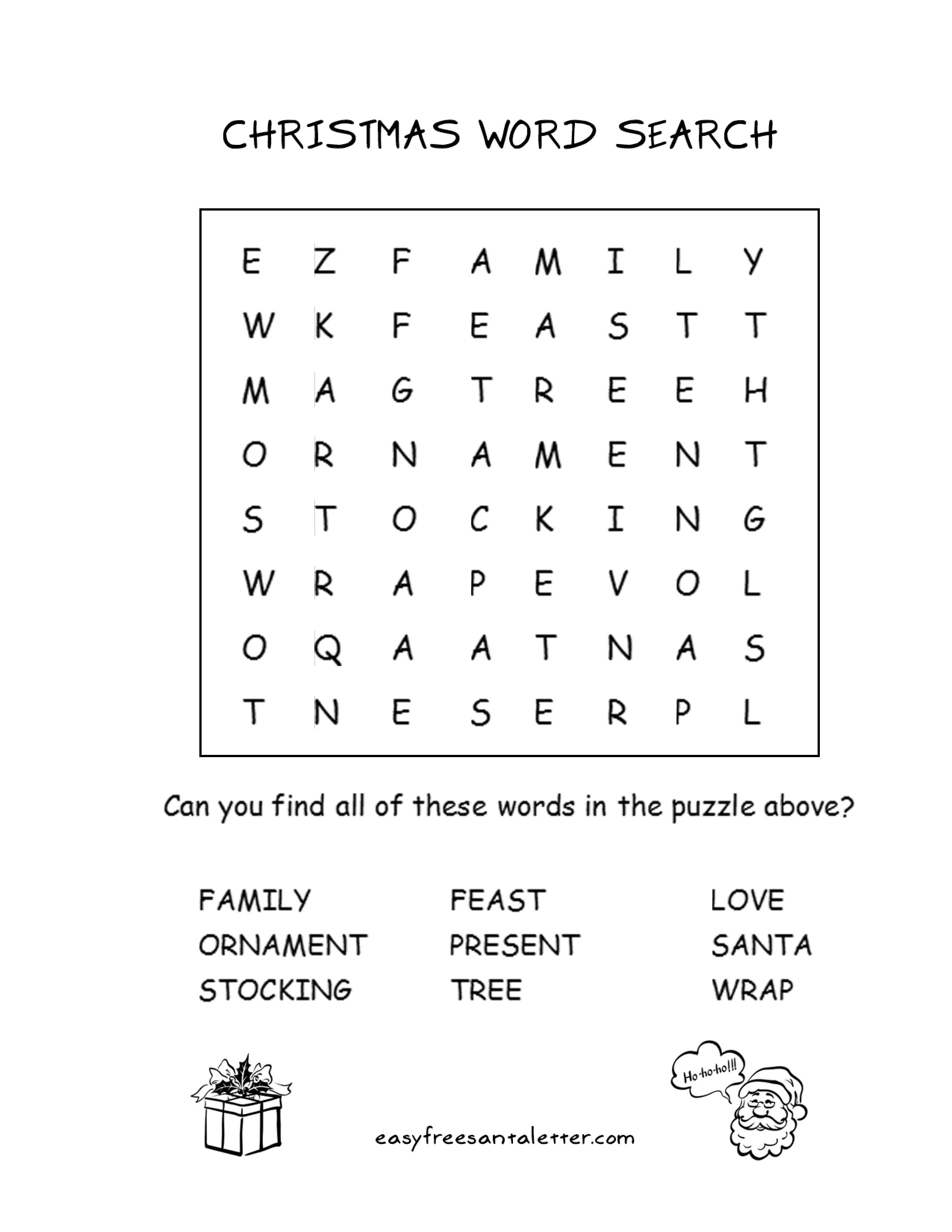 Free Printable Christmas Word Search! | Letters From Santa Christmas - Free Printable Christmas Word Search Pages