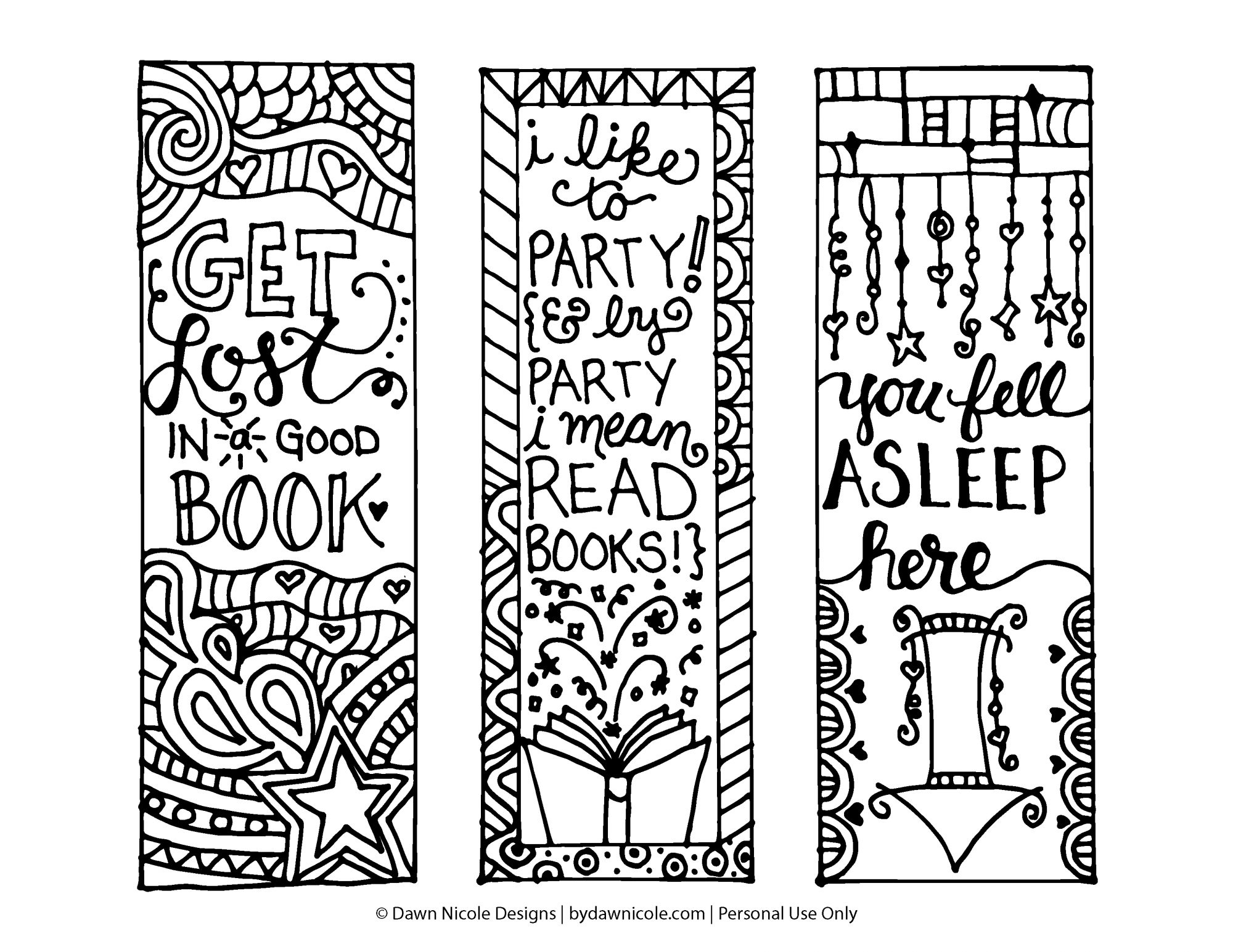 Free Printable Coloring Page Bookmarks | Dawn Nicole Designs® - Free Printable Bookmarks To Color