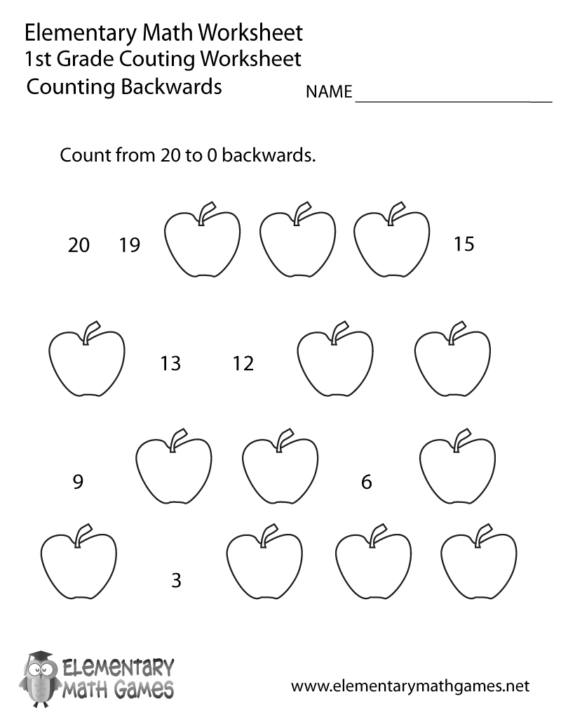 Free Printable Counting Backwards Worksheet For First Grade - Free Printable Worksheets For 1St Grade