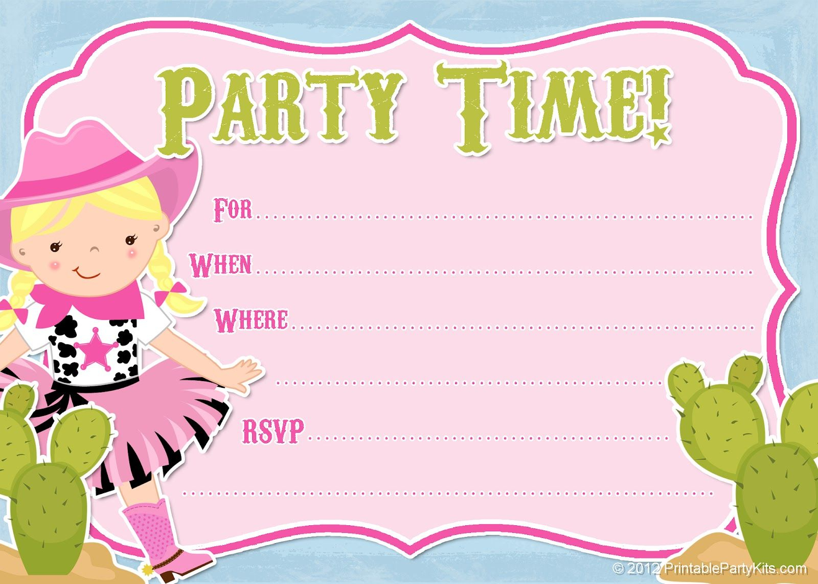 Free Printable Cowgirl #party Invitation From - Free Printable Cow Birthday Invitations
