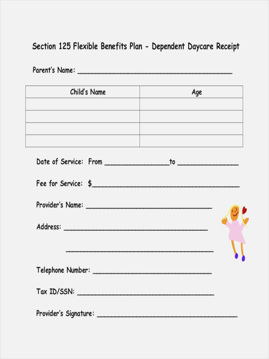 Free 40 Printable Receipt Forms In Pdf Ms Word Excel 21 Daycare
