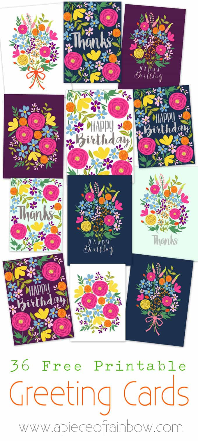 Free Printable Flower Greeting Cards - A Piece Of Rainbow - Free Printable Greeting Cards