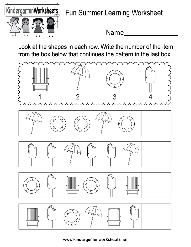 Free Printable Fun Summer Learning Worksheet For Kindergarten - Free Printable Learning Pages