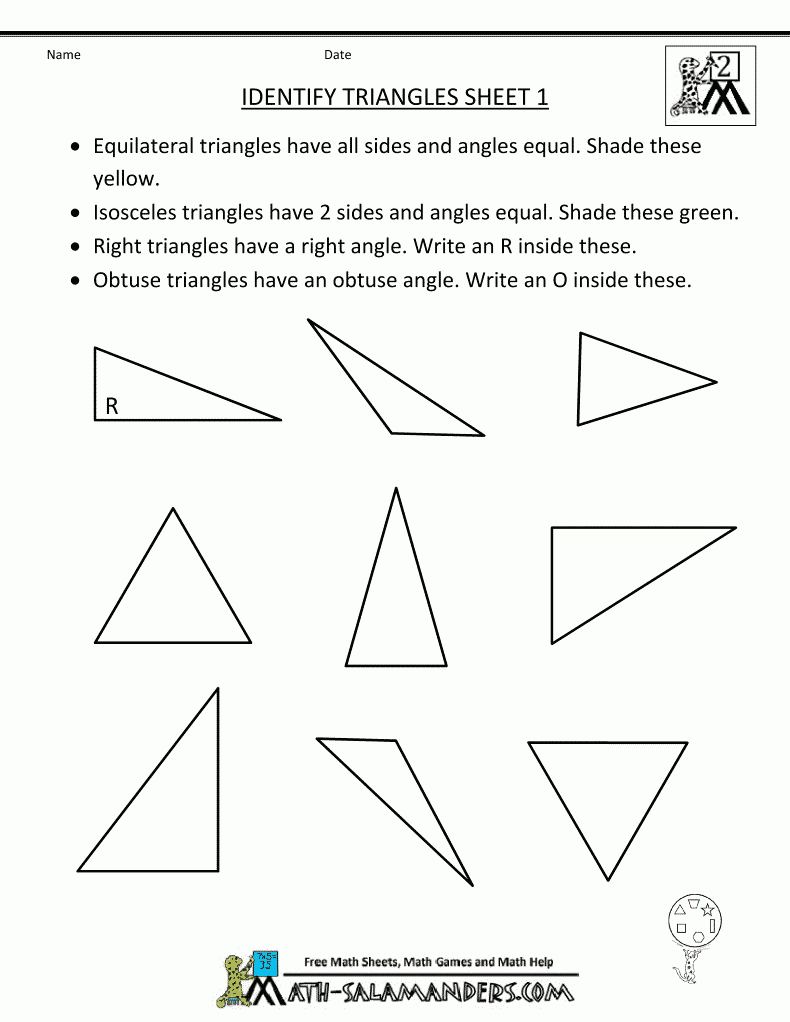 Free Printable Geometry Sheets Identify Triangles 1 | Geometry - Free Printable Geometry Worksheets For Middle School