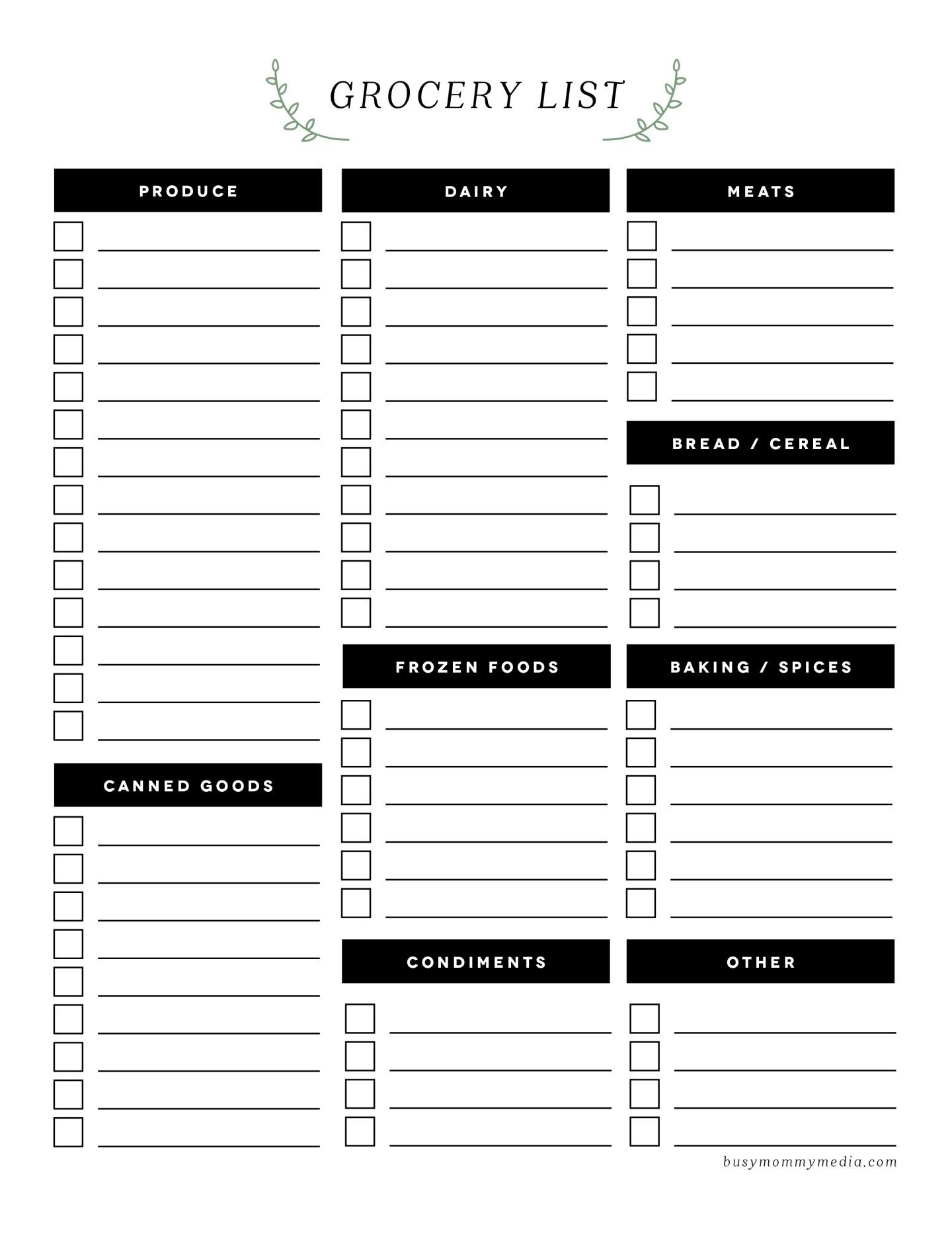 Free Printable Grocery List | Ogt Blogger Friends | Pinterest - Free Printable List