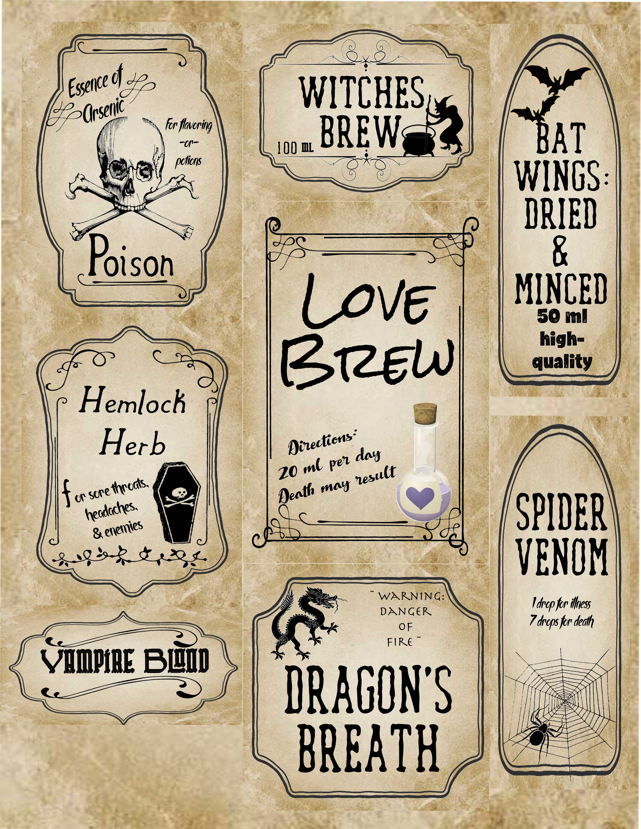 Free Printable Halloween Apothecary Labels | Halloween Arts - Free Printable Halloween Bottle Labels
