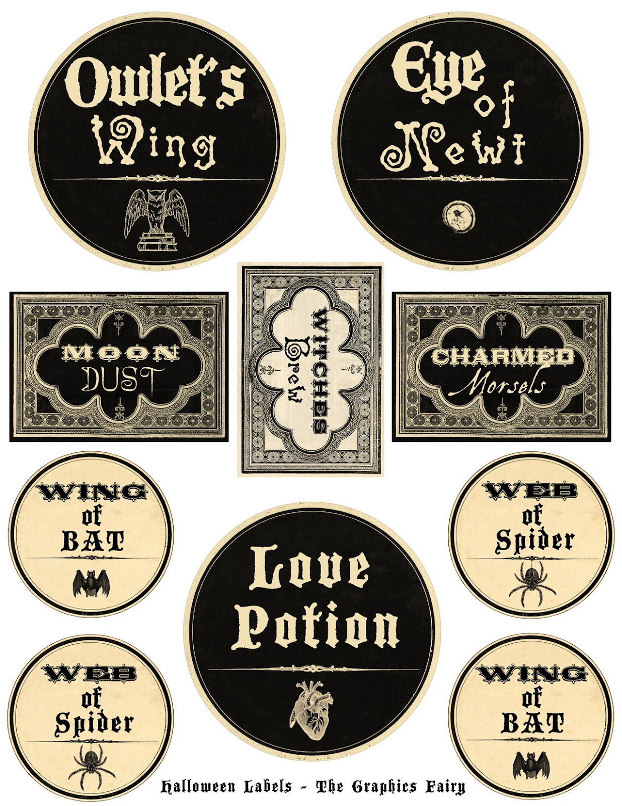 Free Printable Halloween Labels - Potions - The Graphics Fairy - Free Printable Potion Labels