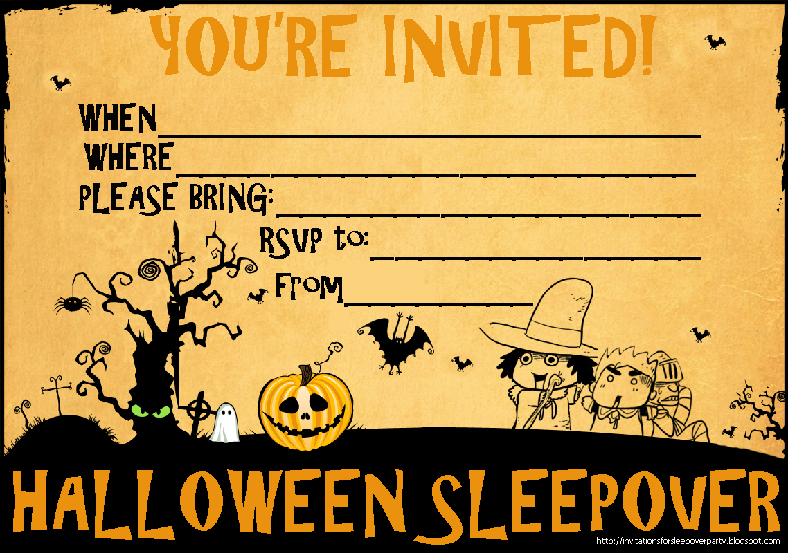 Free Printable Halloween Sleepover Invitations | Halloween Arts - Free Printable Halloween Invitations For Adults