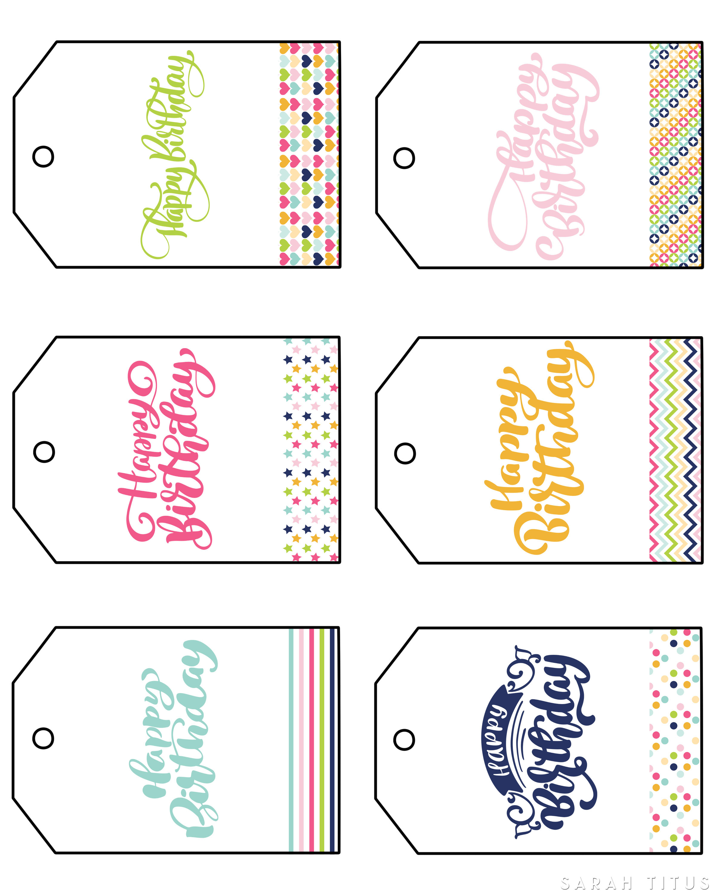 Free Printable Happy Birthday Gift Tags - Sarah Titus - Free Printable Birthday Tags