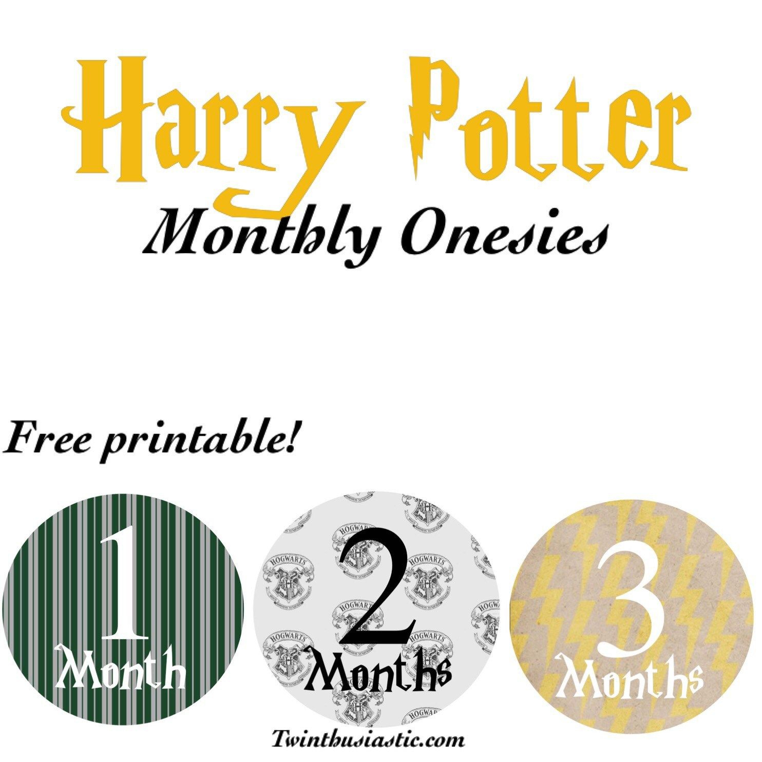 Free Printable: Harry Potter-Themed Monthly Onesies | Twin Mom Stuff - Free Printable Onesies