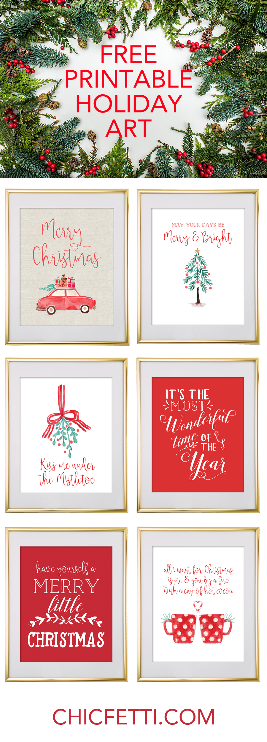 Free Printable Holiday Christmas Wall Art From @chicfetti | Free - Free Printable Christmas Art