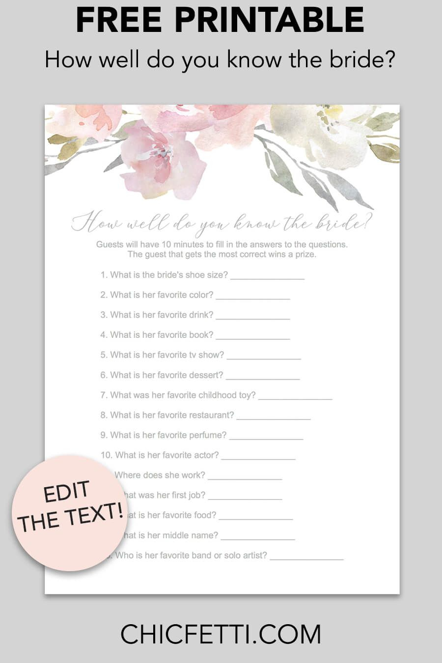 Free Printable How Well Do You Know The Bride Game Cards - Download - How Well Do You Know The Bride Game Free Printable
