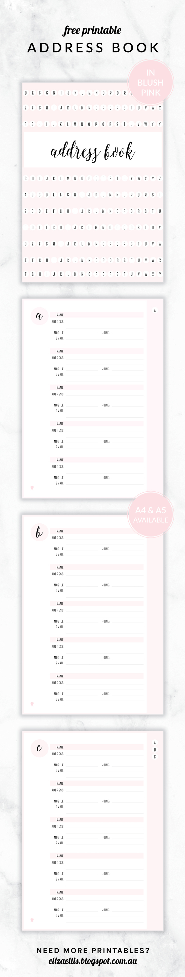 Free Printable Irma Address Book // Eliza Ellis. Available In 6 - Free Printable Address Book