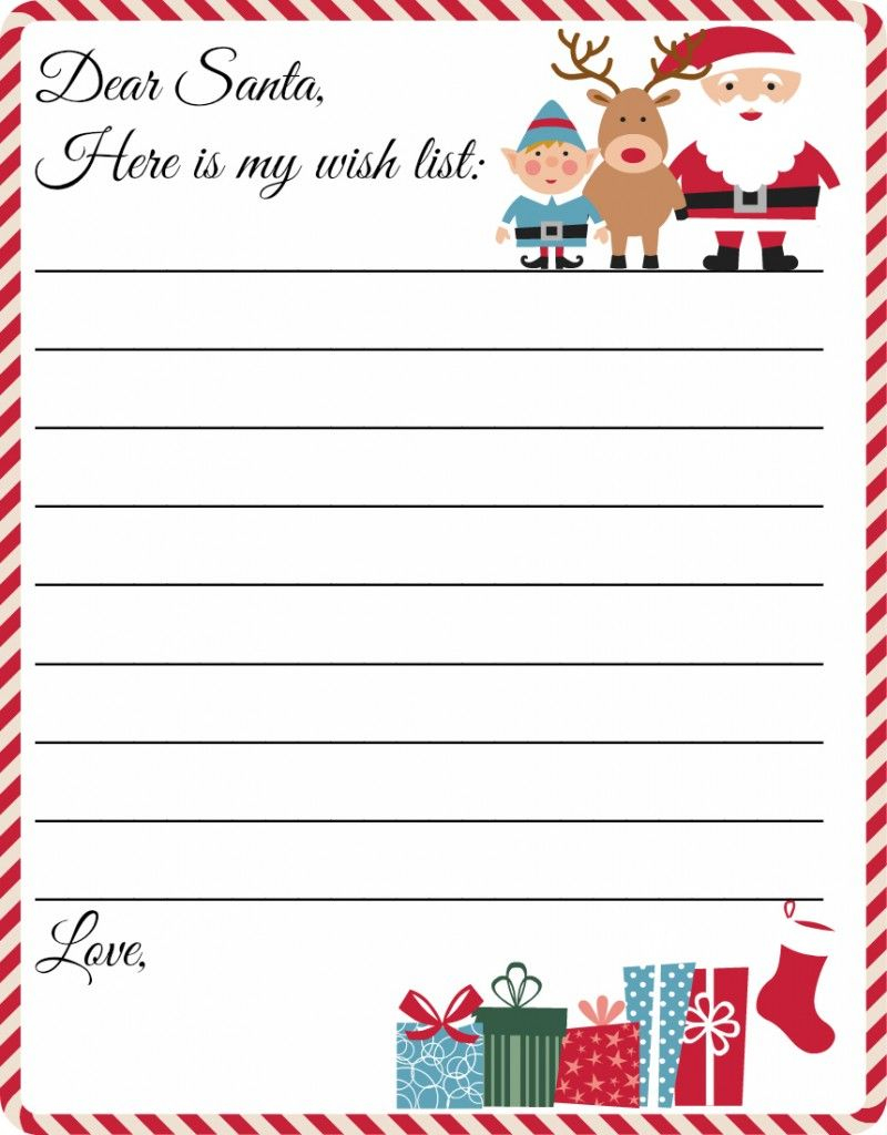 Free Printable Letter To Santa Template ~ Cute Christmas Wish List - Free Printable Christmas List