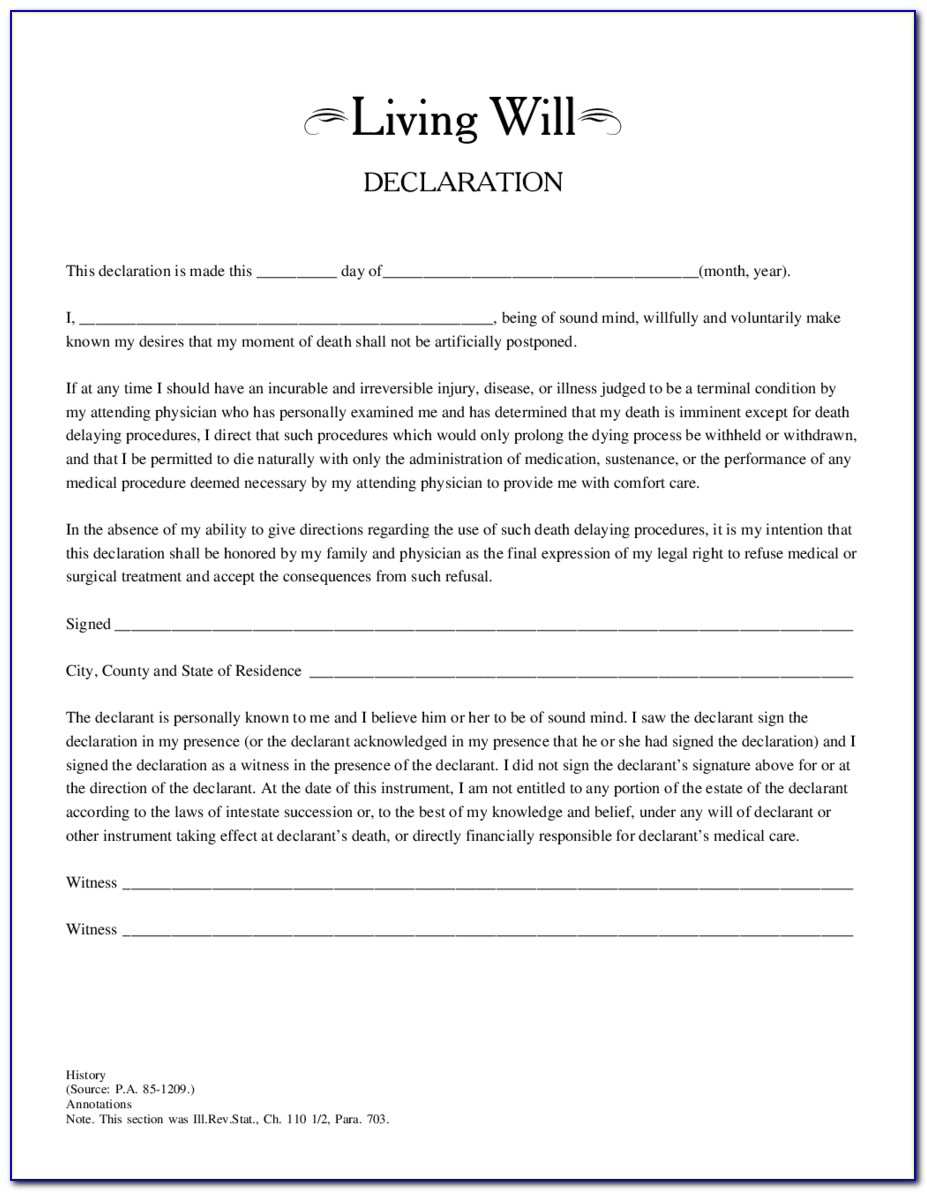 Free Printable Living Will Forms Illinois - Form : Resume Examples - Living Will Forms Free Printable