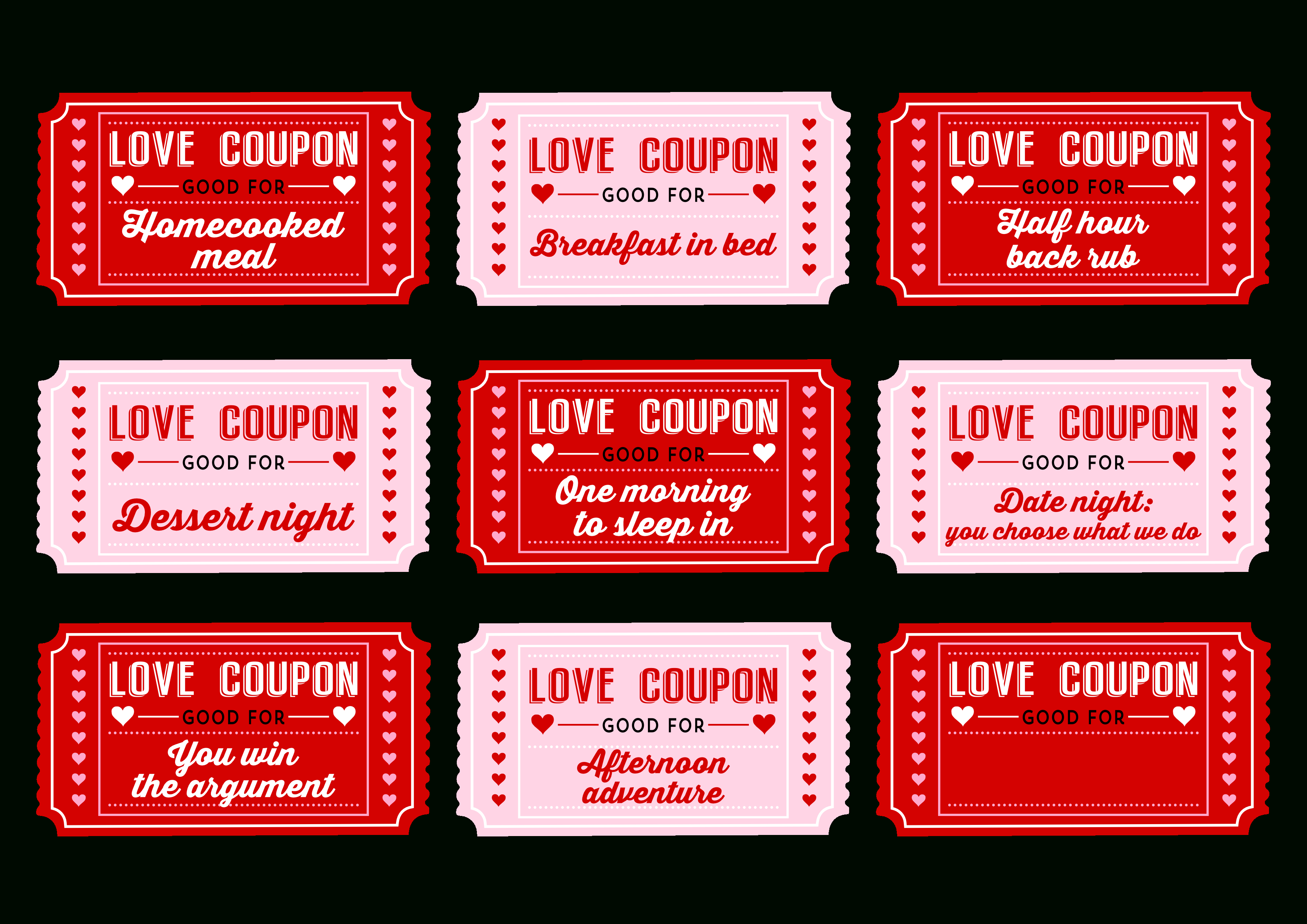 Free Printable Love Coupons For Couples On Valentine&amp;#039;s Day! | Catch - Free Printable Love Coupons For Wife