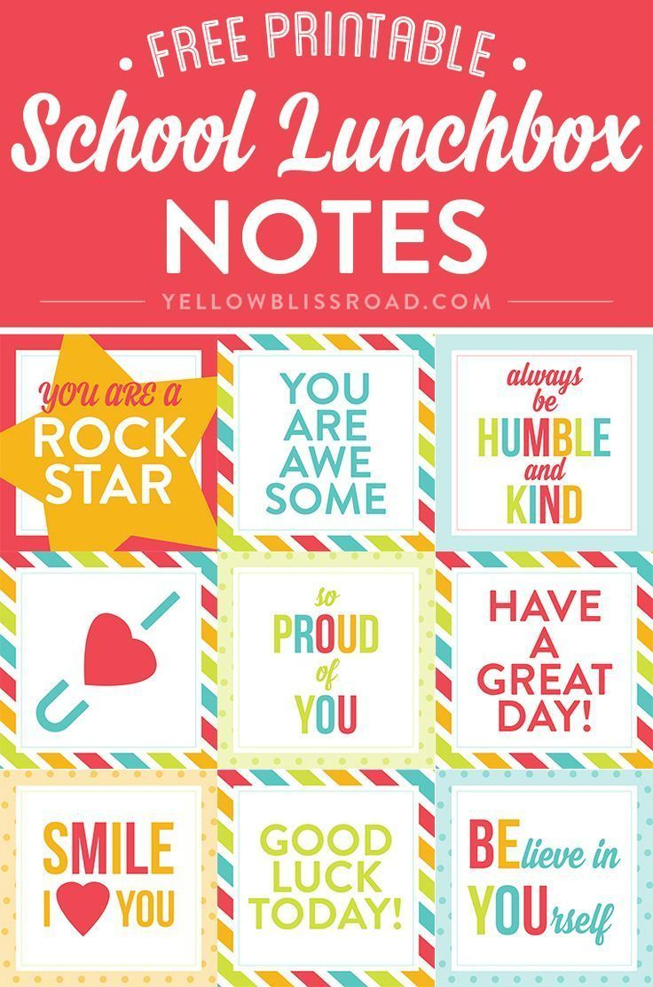 Free Printable Lunch Box Notes | Pinterest Best | Pinterest | Lunch - Free Printable Lunchbox Notes