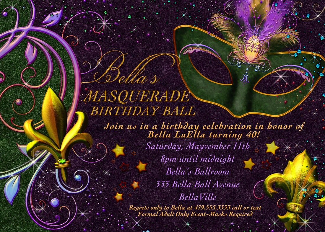 Free Printable Mardi Gras Invitation | Mia&amp;#039;s Quince - Free Printable Mardi Gras Invitations