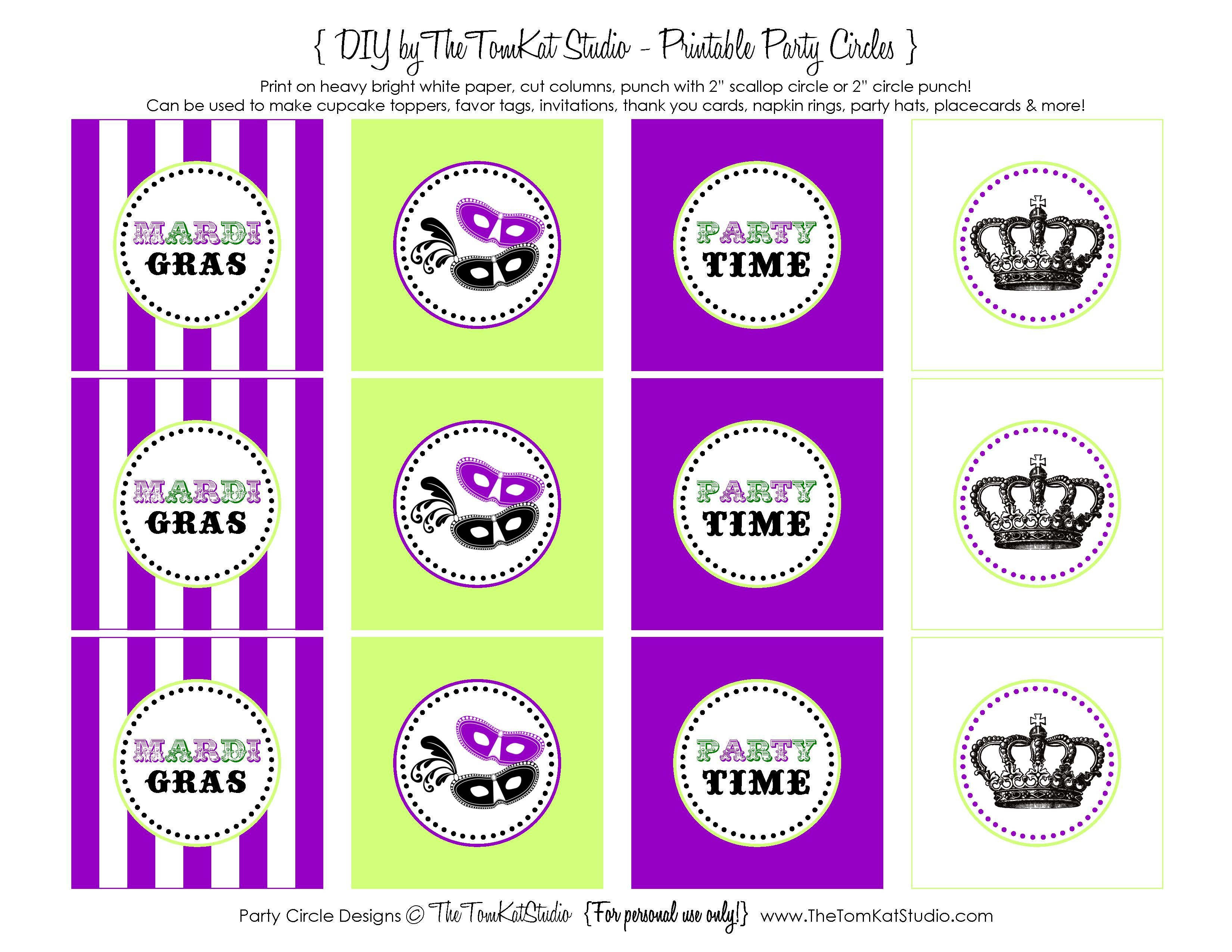 Free Printable} Mardi Gras Party Circles | Mardi Gras Party | Mardi - Free Printable Party Circles