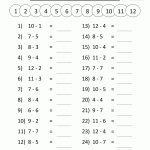 Free Printable Math Sheets Mental Subtraction To 12 2 | Výuka | Math   Free Printable Maths Games