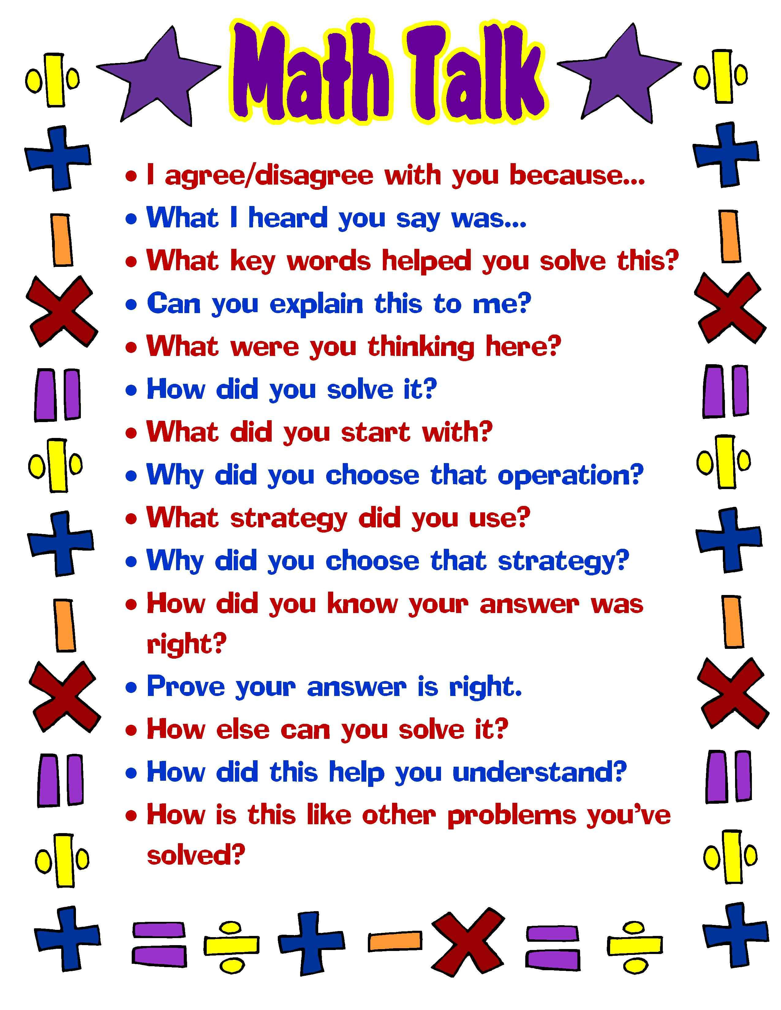 Free Printable #math Talk Poster Great For Students (And Teachers - Free Printable Educational Posters