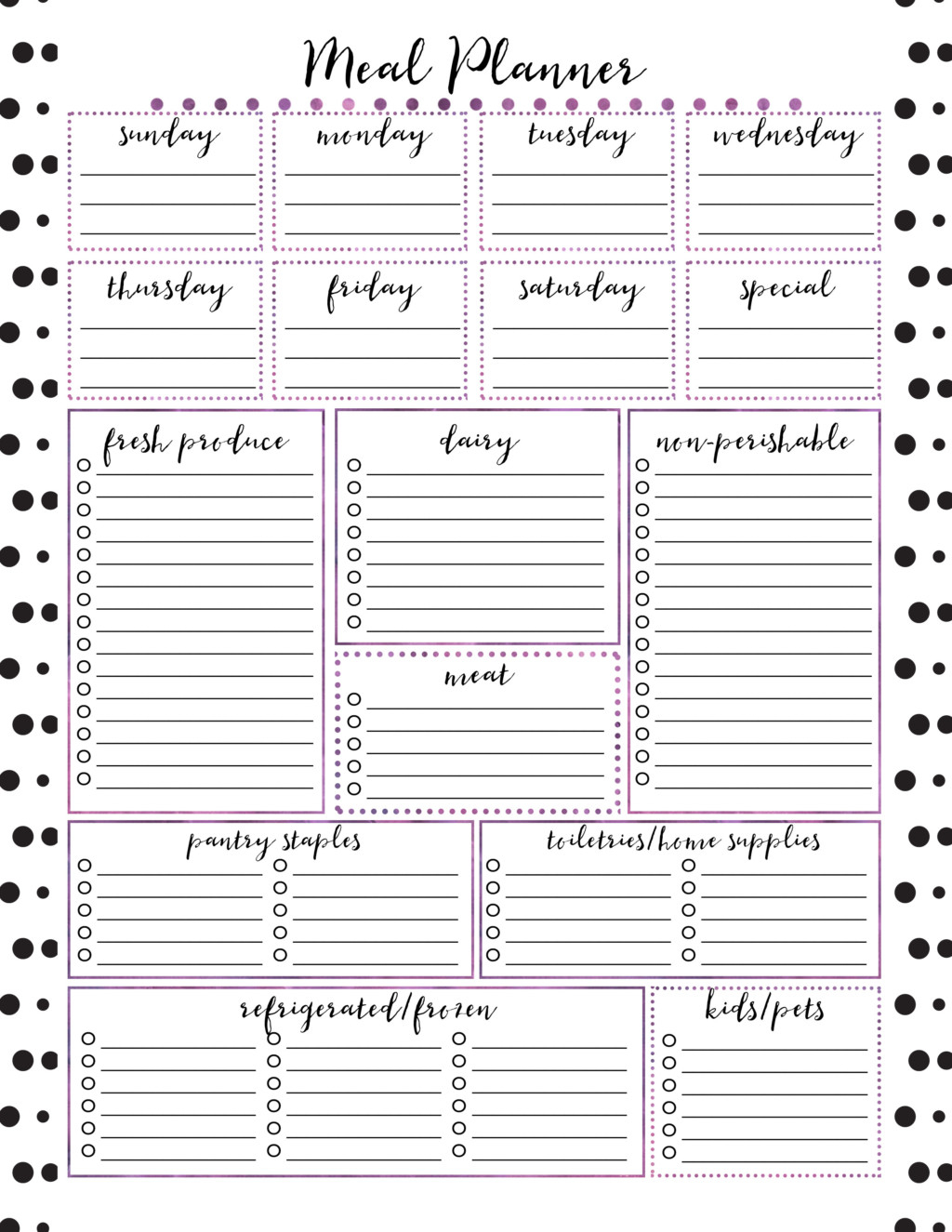 Free} Printable Meal Planner - Free Printable Meal Planner