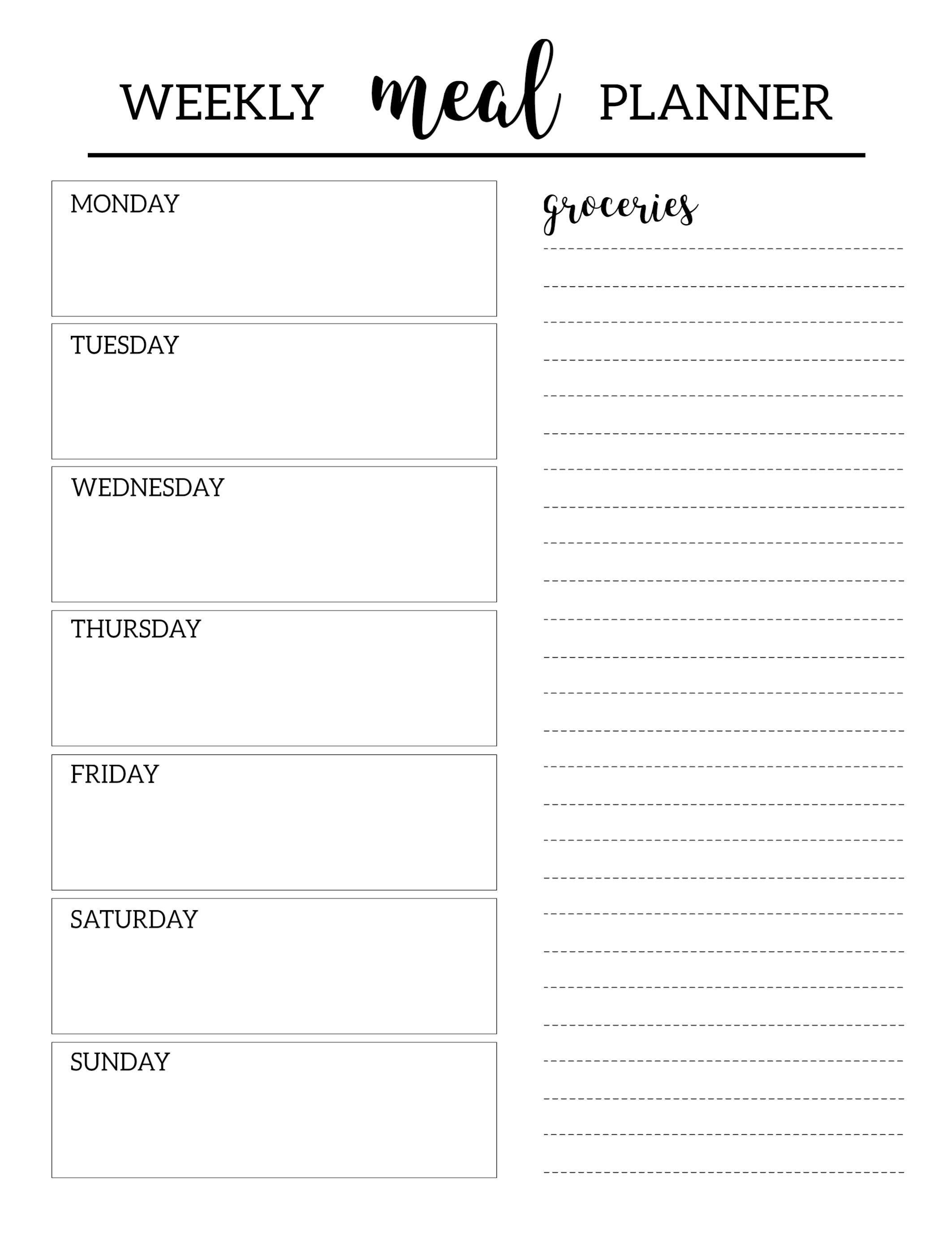 Free Printable Meal Planner Template | Organization | Pinterest - Free Printable Weekly Dinner Menu Planner