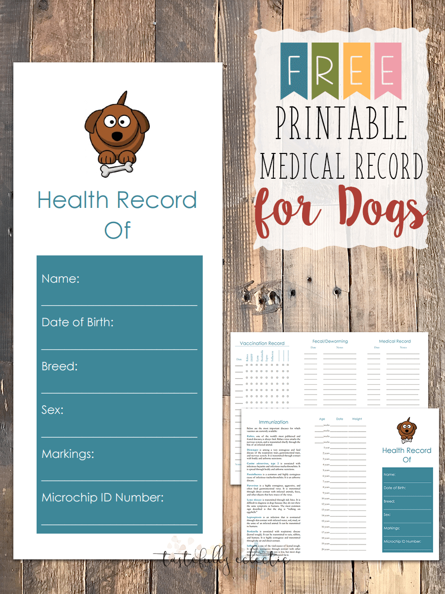 Free Printable Medical Record For Dogs - Tastefully Eclectic - Free Printable Pet Health Record