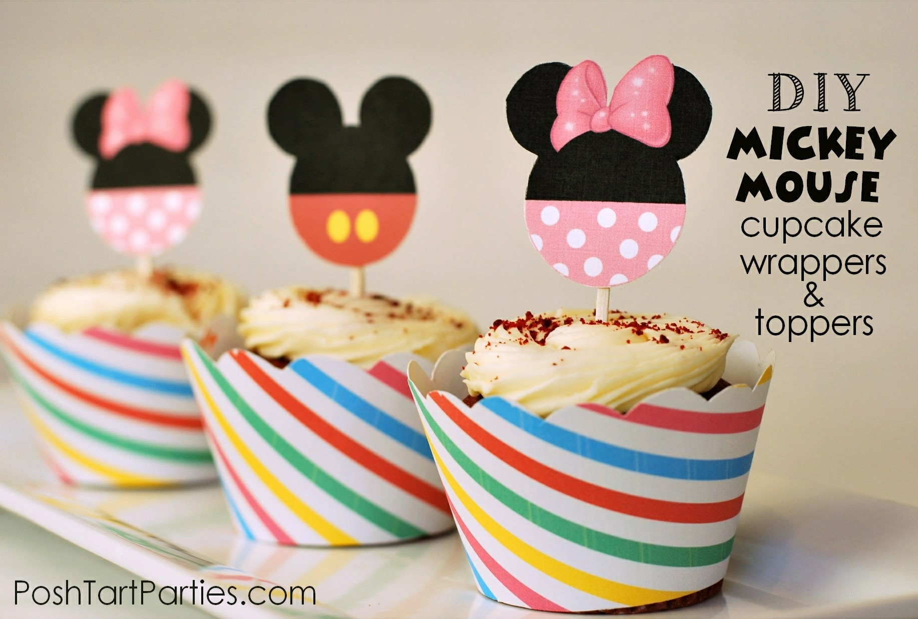 Free Printable Mickey &amp;amp; Minnie Mouse Cupcake Wrappers And Toppers - Free Printable Minnie Mouse Cupcake Wrappers