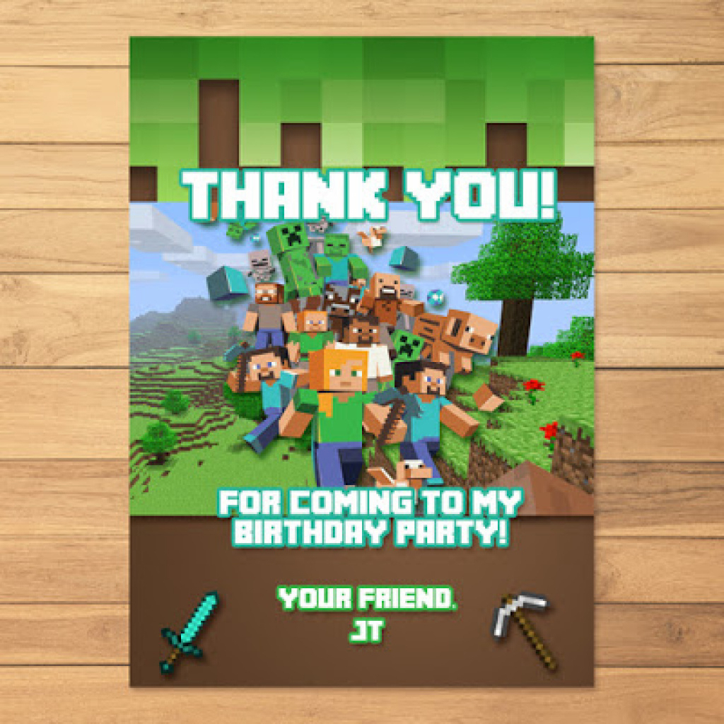 Free Printable Minecraft Thank You Notes - Description Of The Note - Free Printable Minecraft Thank You Notes