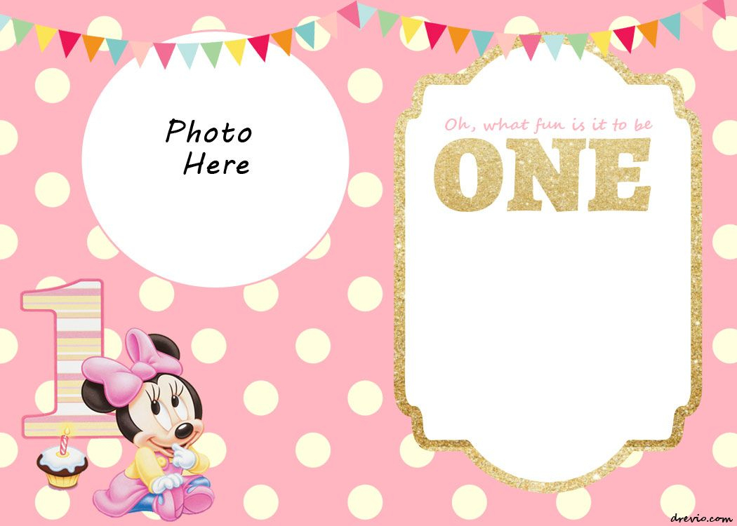 Free Printable Minnie Mouse 1St Invitation | Free Printable - Free Printable Mickey Mouse 1St Birthday Invitations