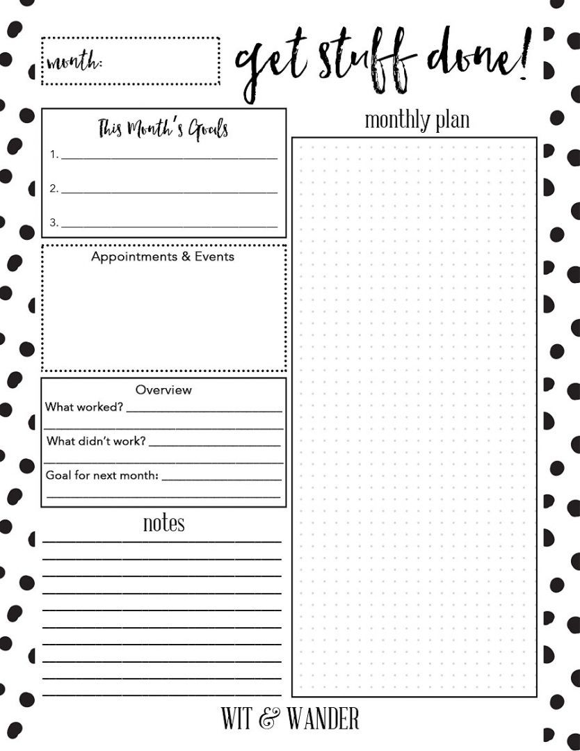 Free Printable Monthly At-A-Glance Planner | Print | Nyomtatható - Free Printable Monthly Planner