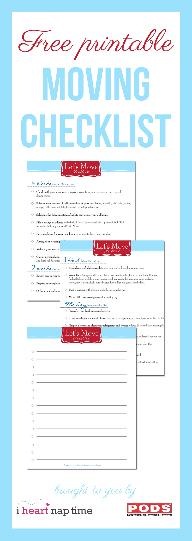 Free Printable Moving Checklist - I Heart Nap Time - Free Printable Moving Checklist And Planner