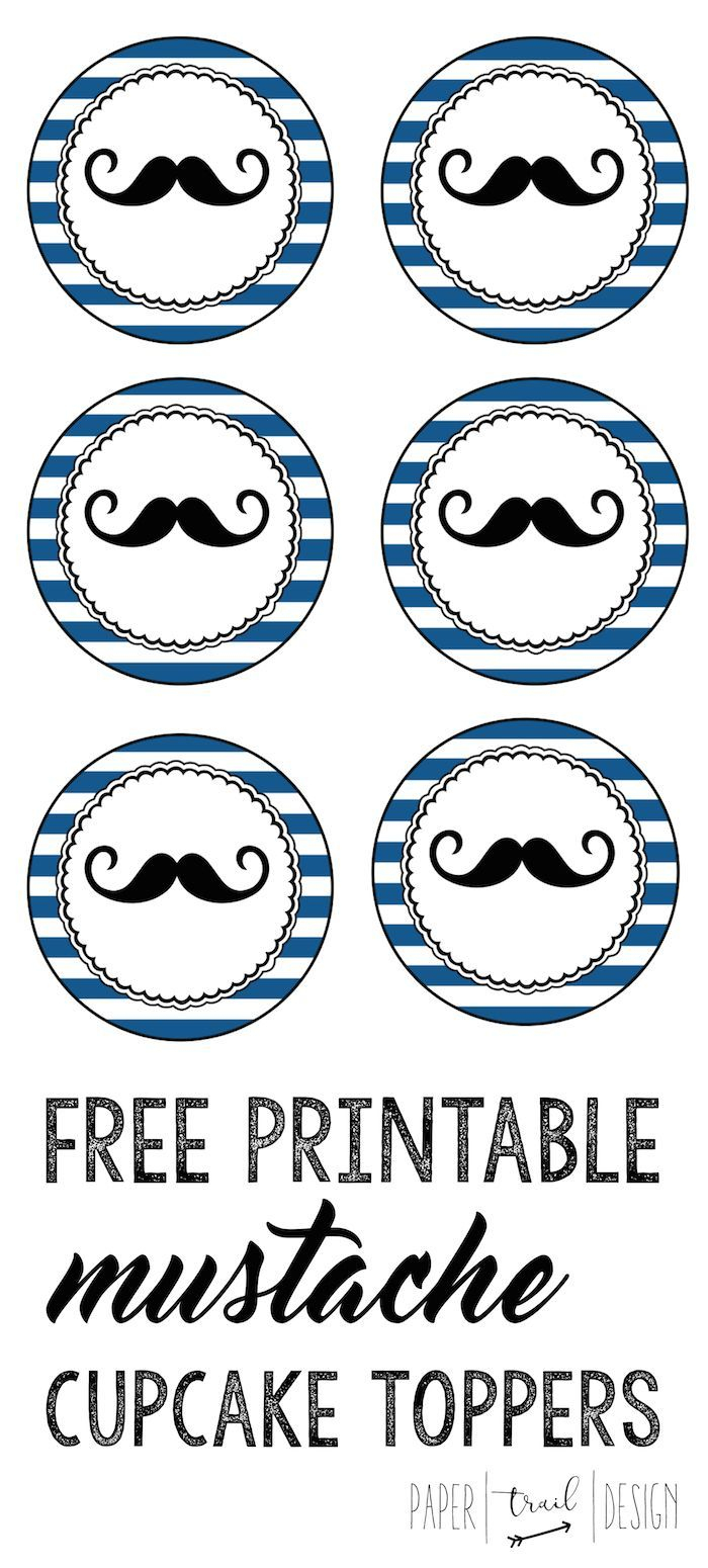Free Printable Mustache Cupcake Toppers | Printables | Pinterest - Free Printable Mustache