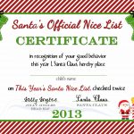 Free Printable) Nice List Certificate From The North Pole   A   Good Behaviour Certificates Free Printable