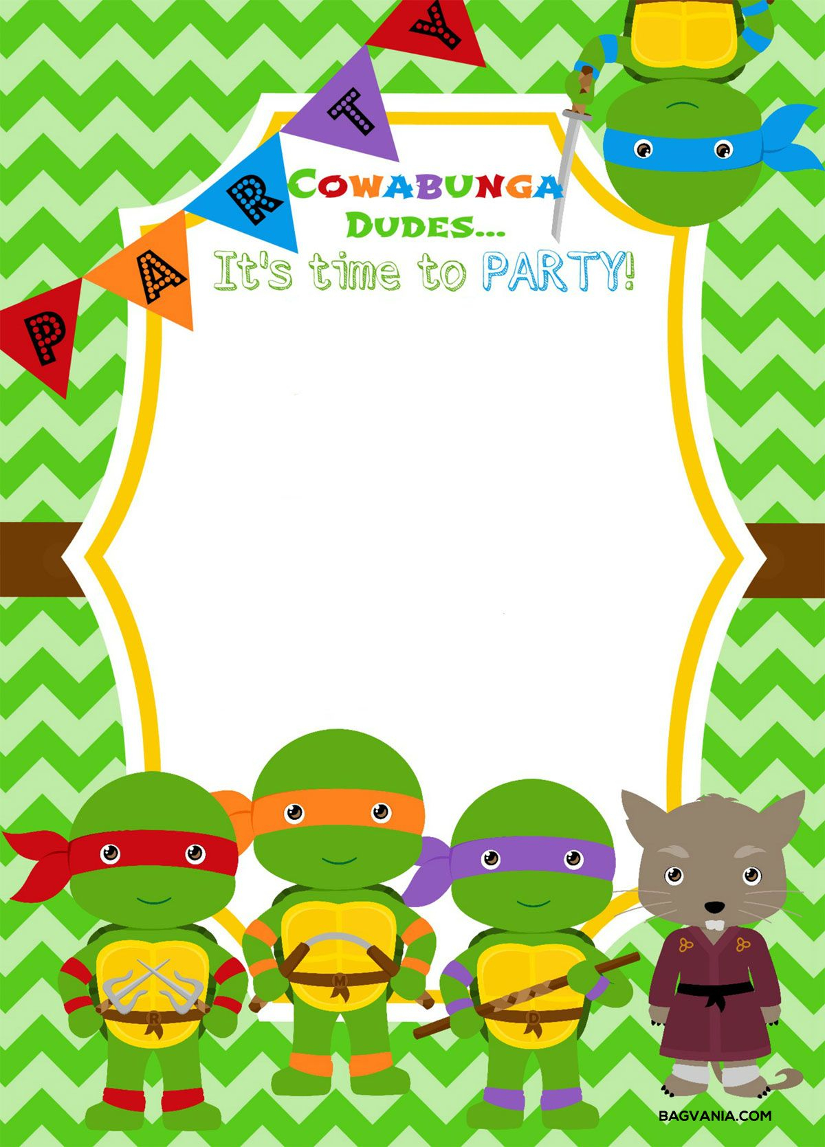 Free Printable Ninja Turtle Birthday Party Invitations – Bagvania - Free Printable Ninja Turtle Birthday Invitations