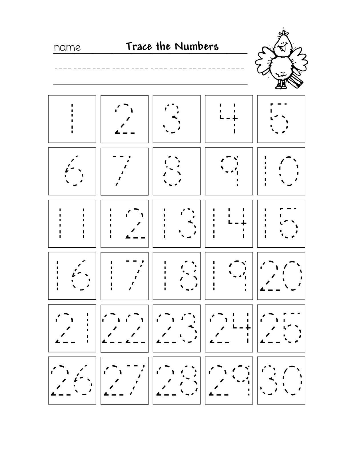 Free Printable Number Chart 1-30 | Kinder | Numbers Preschool - Free Printable Number Worksheets