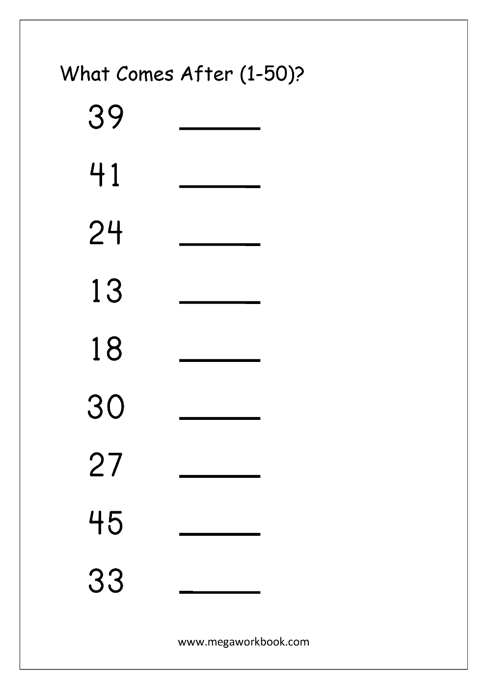 Free Printable Number Order Worksheets - Missing Numbers (1-10, 1-20 - Free Printable Tracing Numbers 1 50