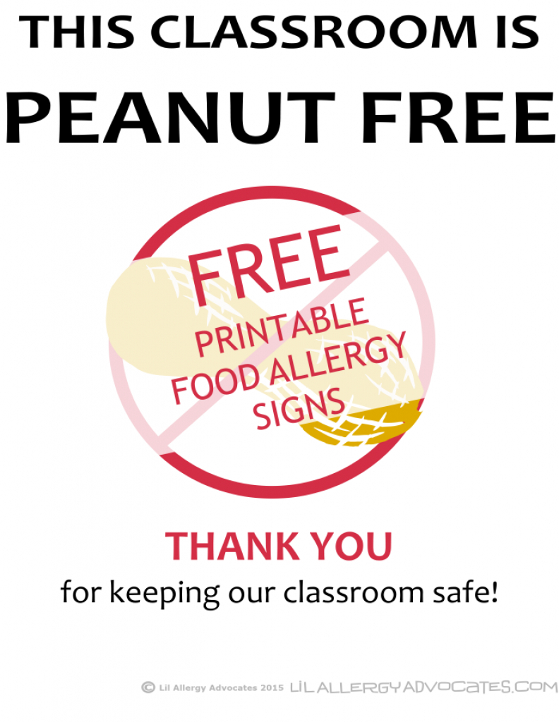 Free Printable Nut Free School Signs - Lil Allergy Advocates With - Printable Nut Free Signs