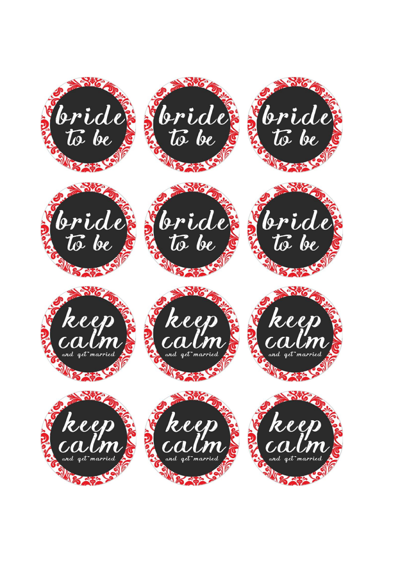 Free Printable Pdf // Bridal Shower Cupcake Toppers, Red Damask - Free Printable Cupcake Toppers Bridal Shower