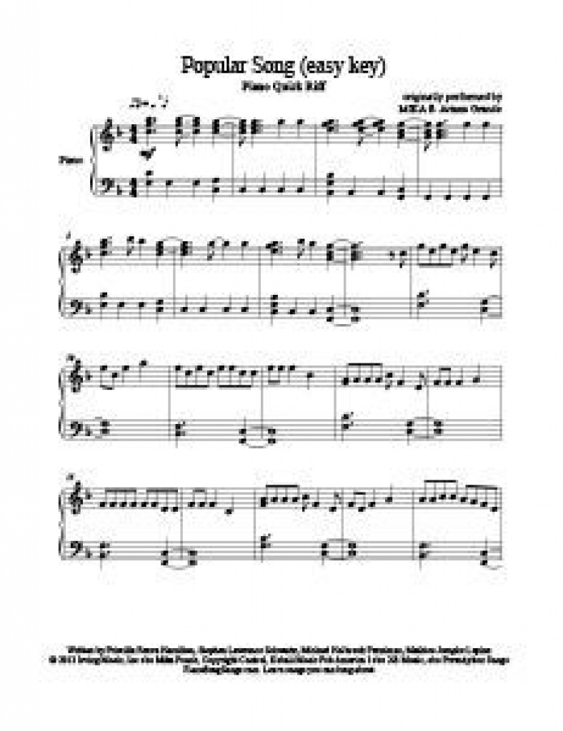 Free Printable Piano Sheet Music For Popular Songs | Free Printable - Free Piano Sheet Music Online Printable Popular Songs